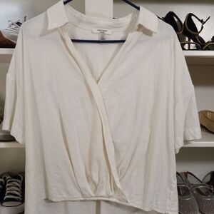 Cable & Gauge Cream Wrap Blouse